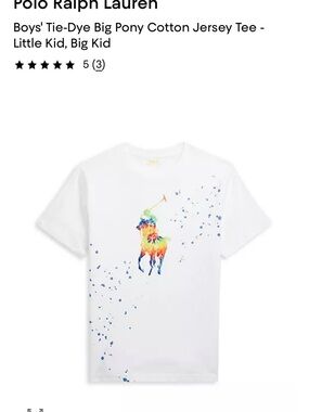 Polo by Ralph Lauren White Tee with Multicolor Tie-Dye Big Pony